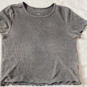 washed out gray lettuce edge crop top